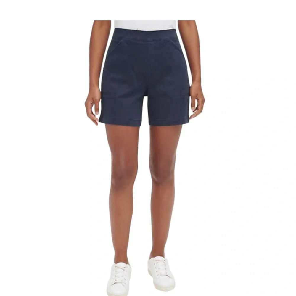 Women's Nautica 2XL Pull On Shorts Navy Blue Elastic Waistband Twill Spandex NWT